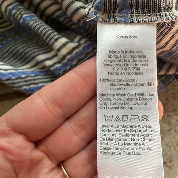 Madewell Jacquard Keyhole Crop Top in Stripe Tranquil Ocean - Picture 14 of 15